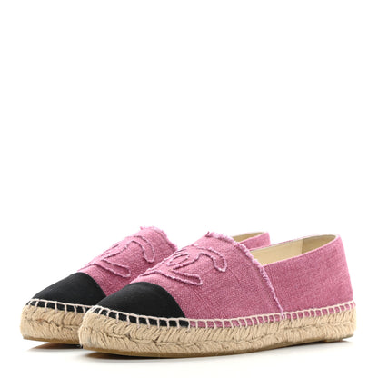 Chanel Linen CC Espadrilles 39 Pink Black 3 of 16