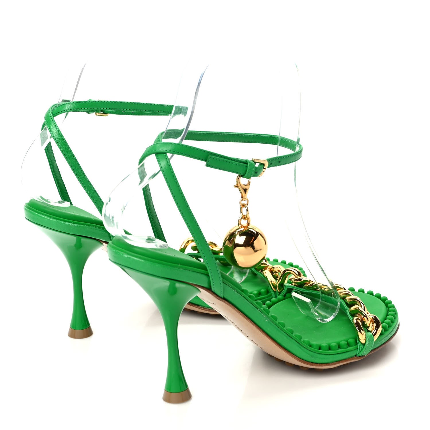 Bottega Veneta Lambskin Dot 90mm Sandals 35.5 Grass 4 of 7