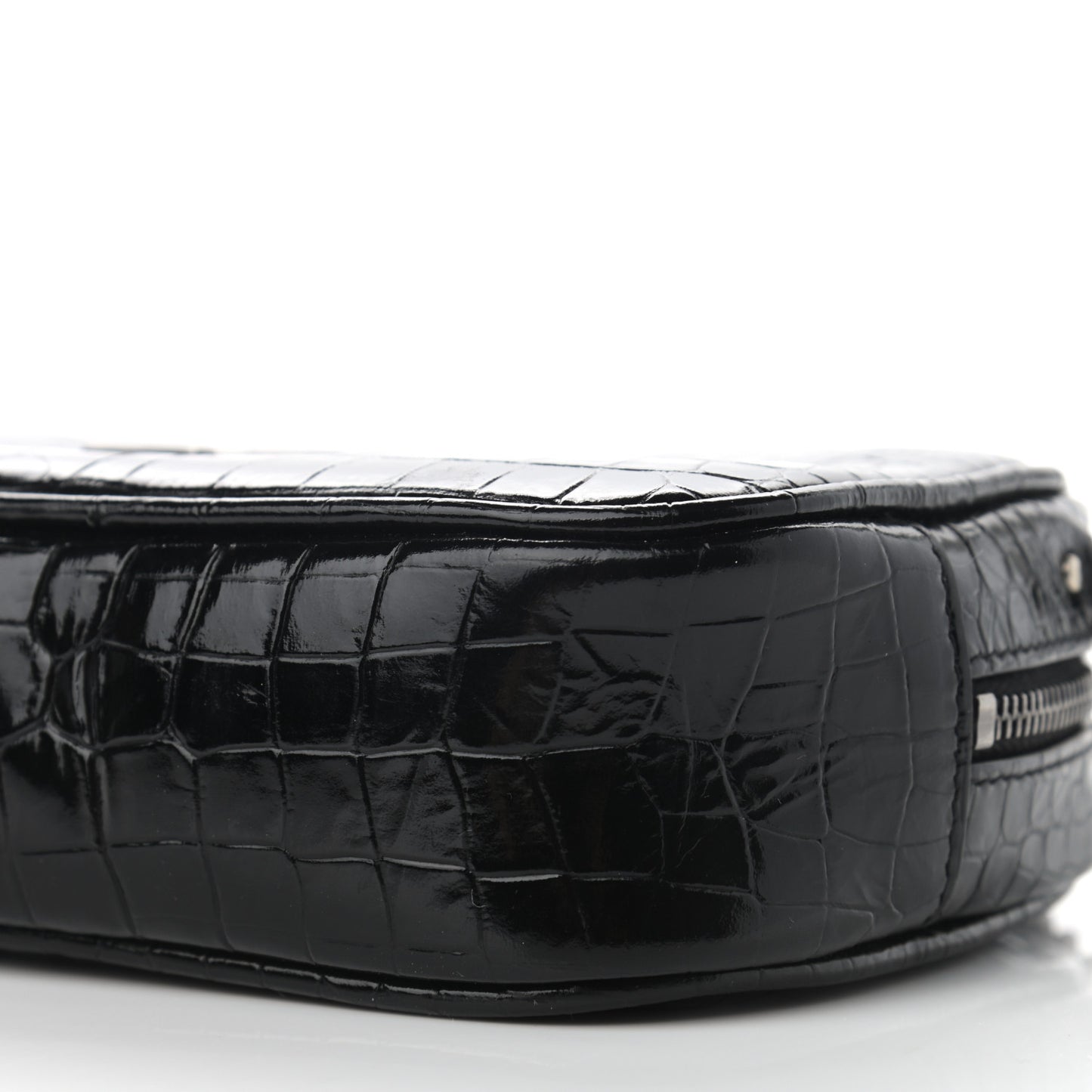 Calfskin Crocodile Embossed Monogram Mini Lou Camera Bag Black
