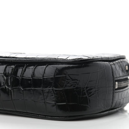 Saint Laurent Calfskin Crocodile Embossed Monogram Mini Lou Camera Bag Black 10 of 10