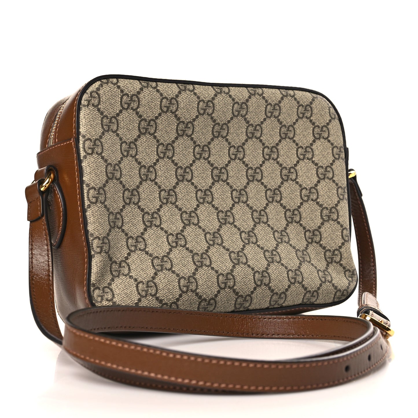 GG Supreme Monogram Small Horsebit 1955 Shoulder Bag Beige Brown Sugar