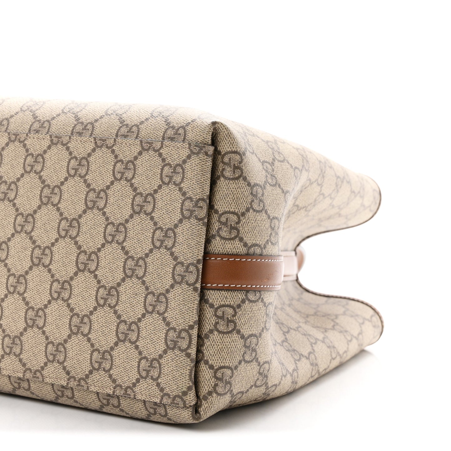 GG Supreme Monogram Emblem Large Tote Bag Beige Dark Brown
