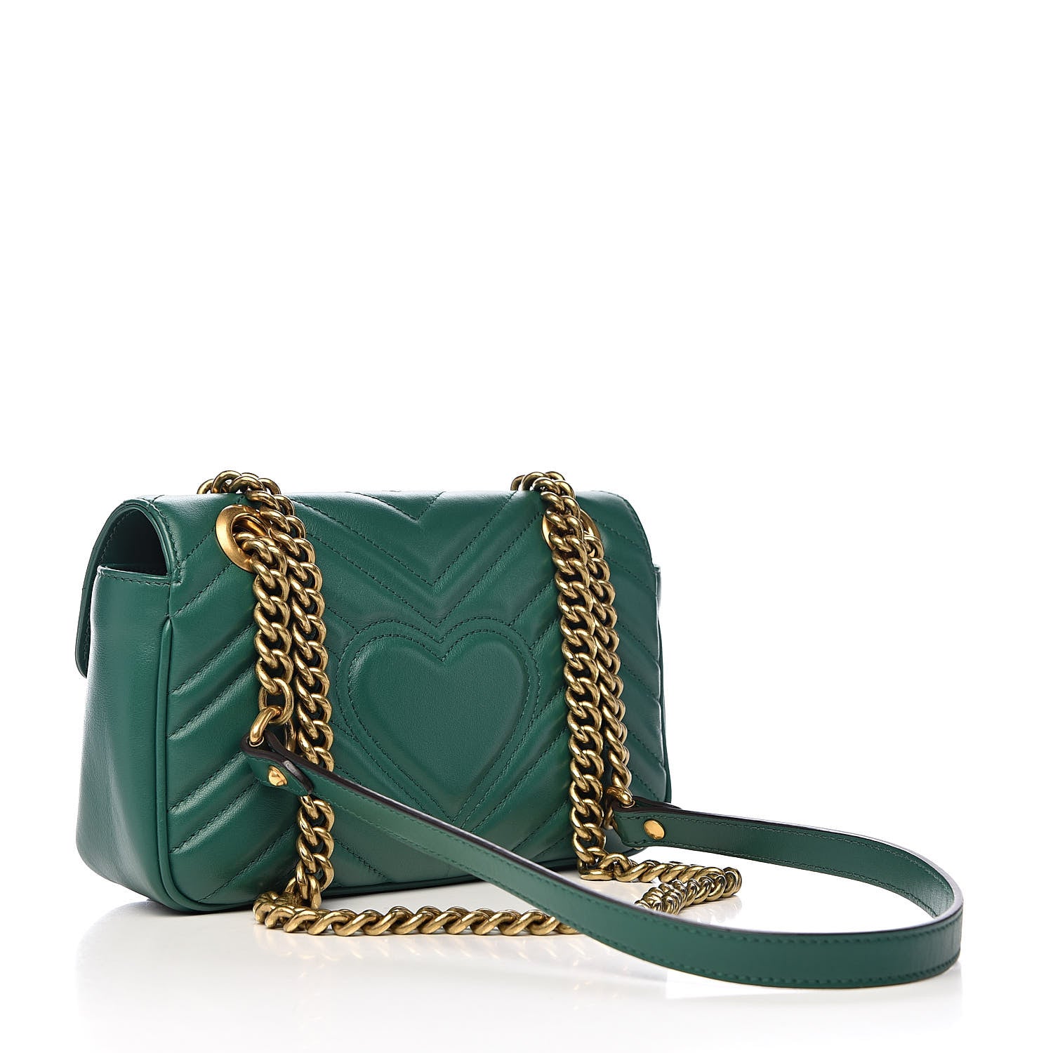 Gucci Calfskin Matelasse Mini GG Marmont Shoulder Bag Emerald Green 3 of 11