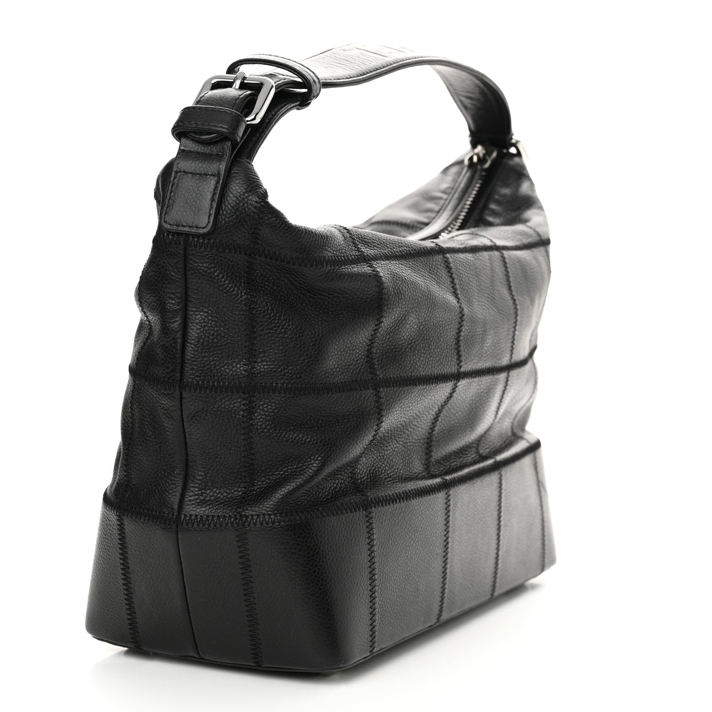 Caviar Square Stitched Hobo Black