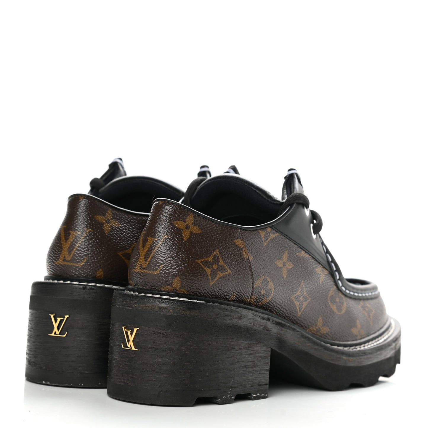 Monogram Calfskin Beaubourg Platform Derby Shoes 38 Brown