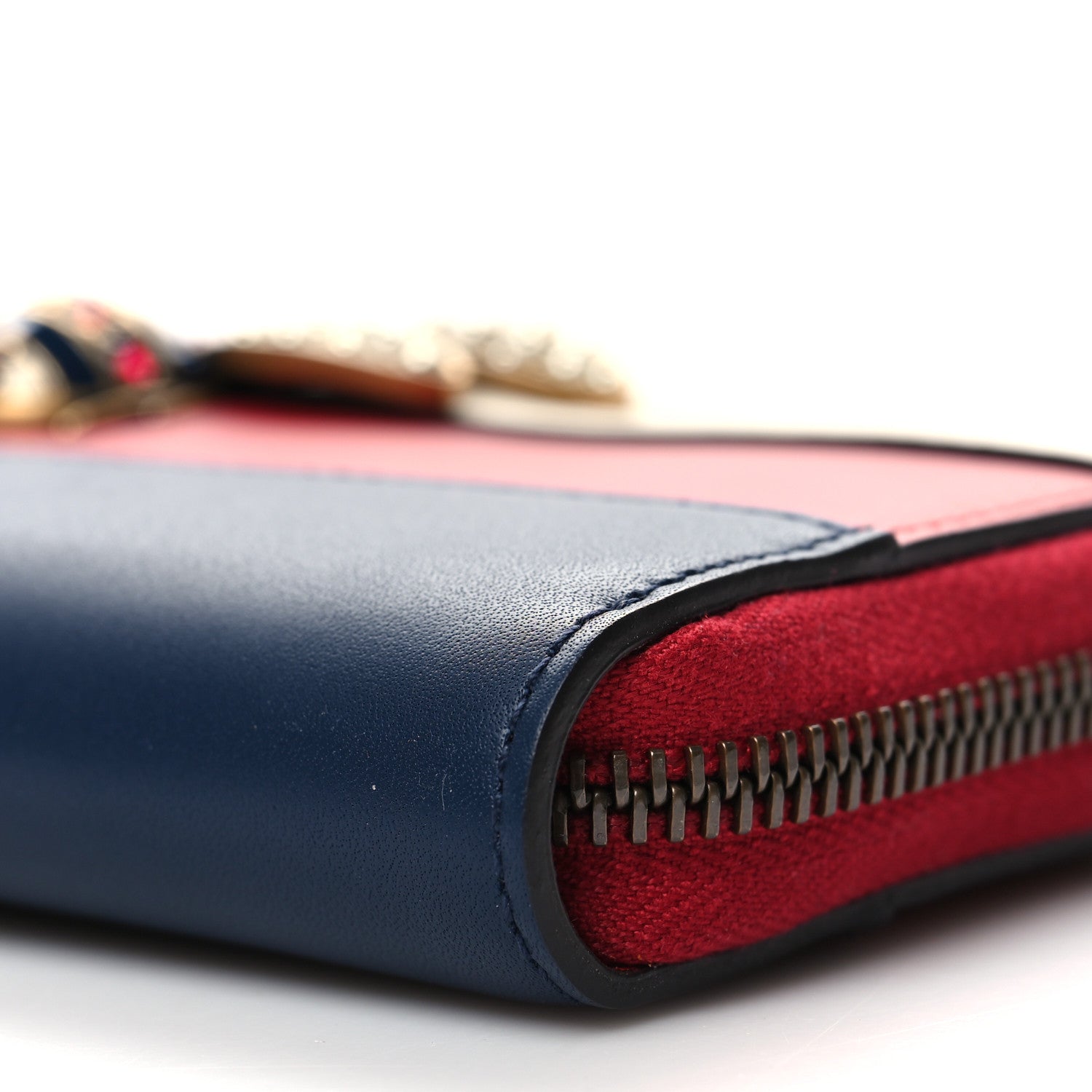 Gucci Calfskin Queen Margaret Zip Around Wallet Blue Agata Hibiscus Red Mystic White 10 of 10