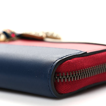 Gucci Calfskin Queen Margaret Zip Around Wallet Blue Agata Hibiscus Red Mystic White 10 of 10