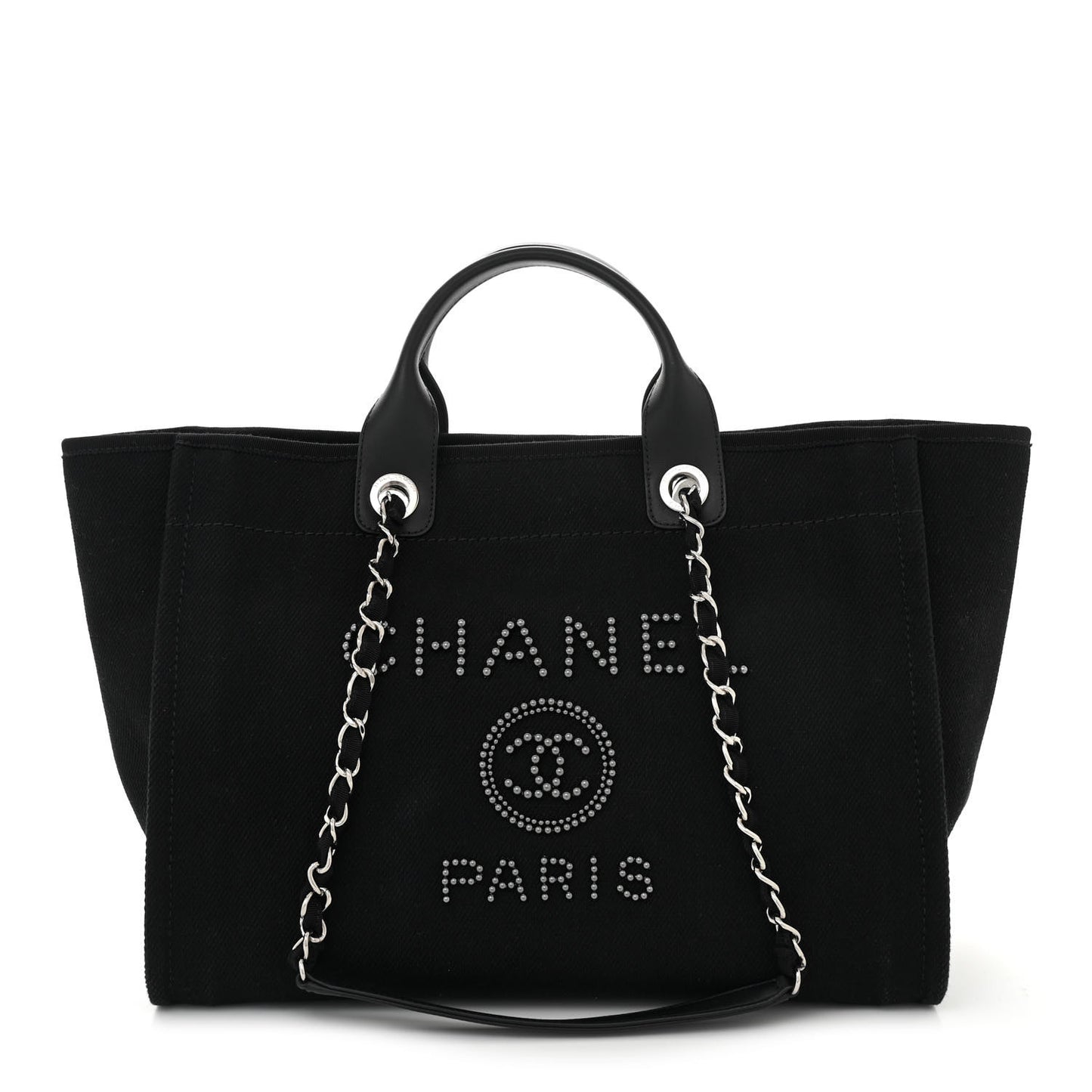 Canvas Pearl Medium Deauville Tote Black