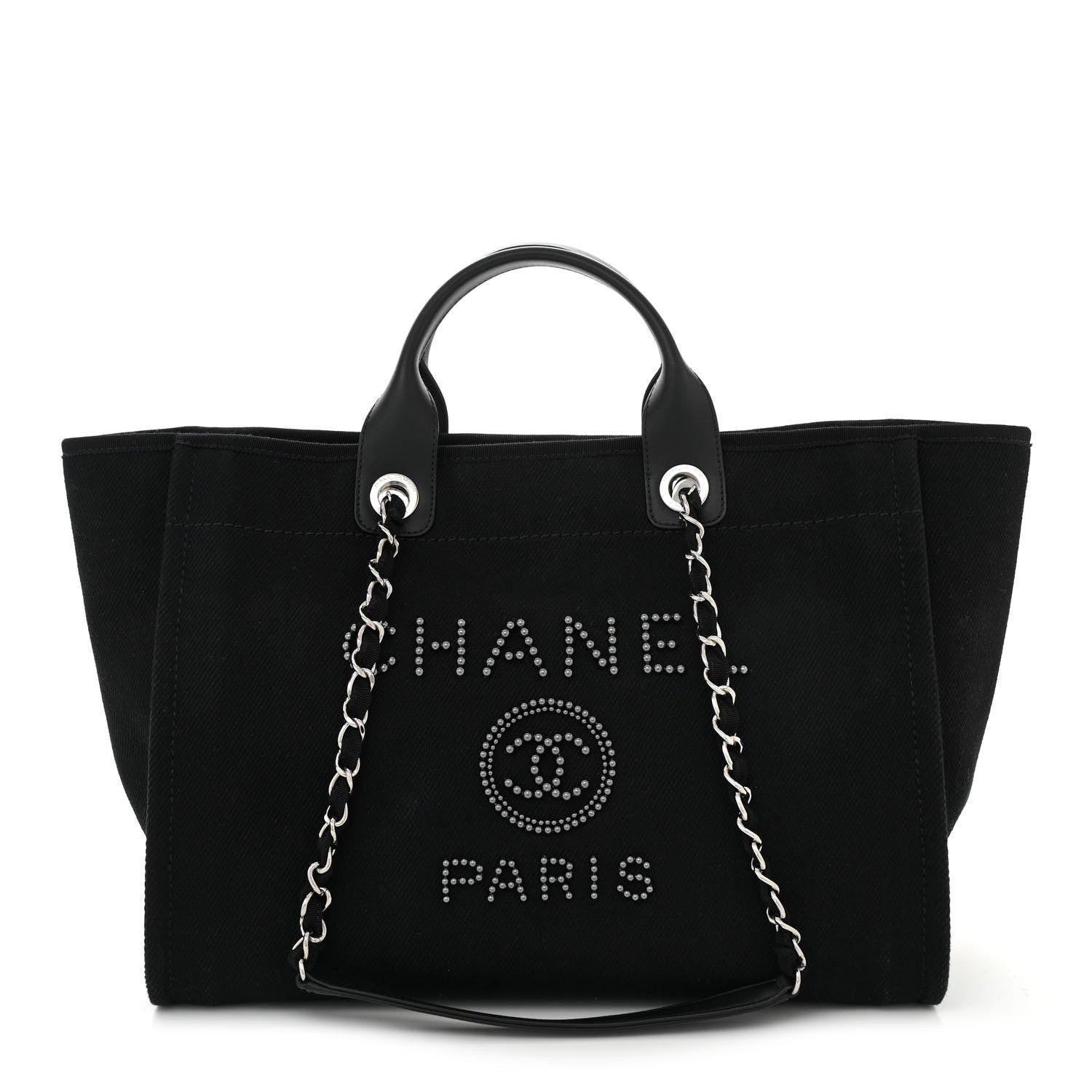 Chanel Canvas Pearl Medium Deauville Tote Black 1 of 10