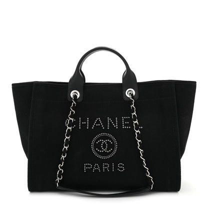 Chanel Canvas Pearl Medium Deauville Tote Black 1 of 10