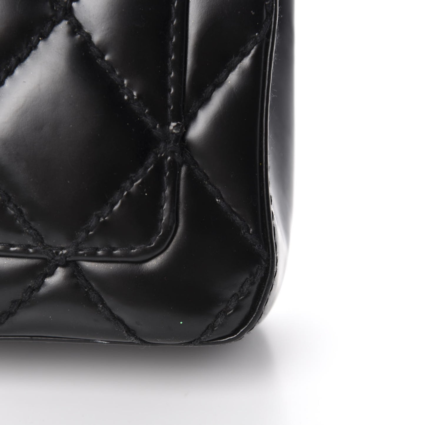 Glazed Calfskin Quilted Medium Single Flap Black