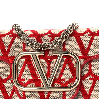 Valentino Garavani Toile Iconographe Goatskin Vlogo Small Loco Shoulder Bag Natural Rosso Valentino 8 of 11