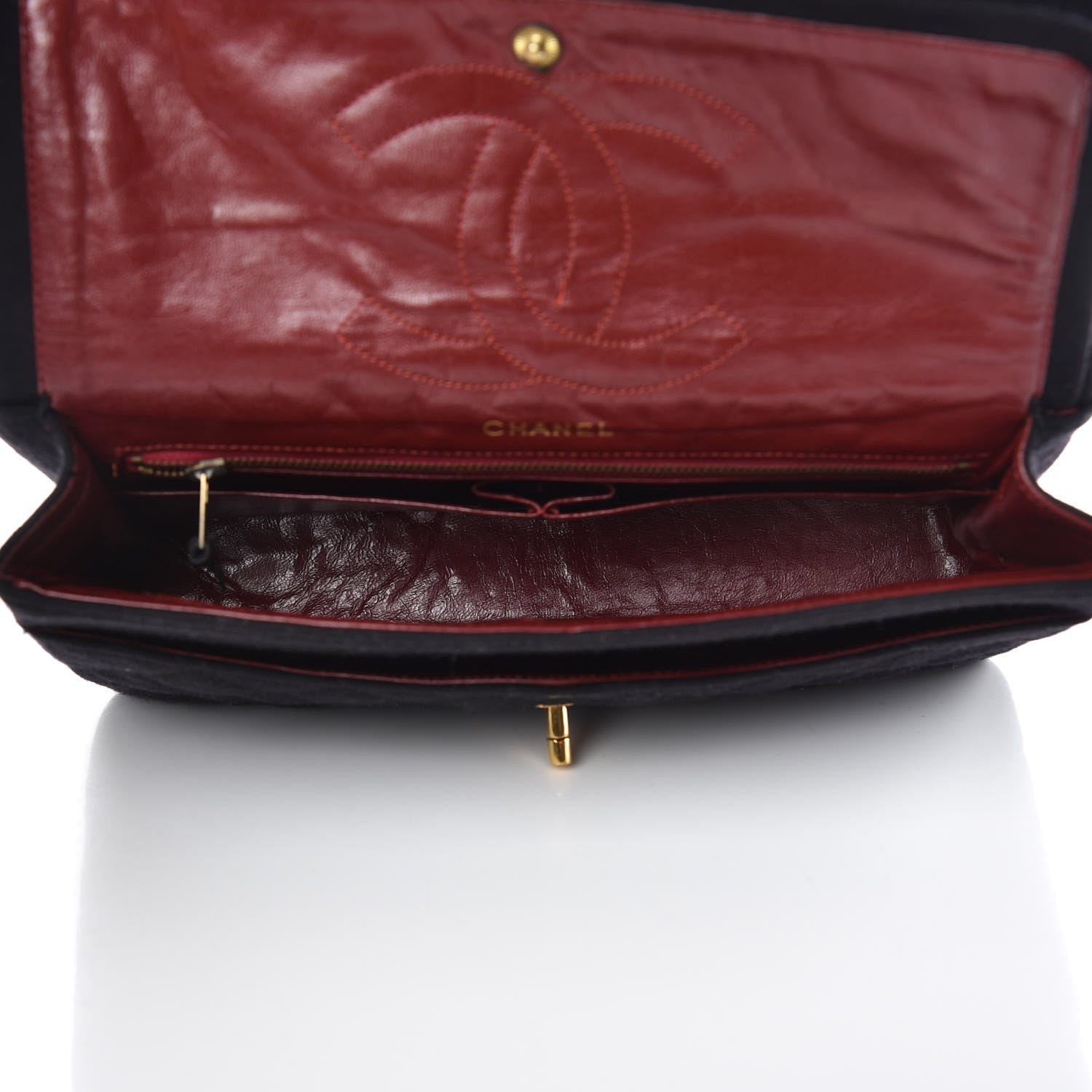 Chanel Lambskin Jersey Quilted Medium Double Flap Black 5 of 13