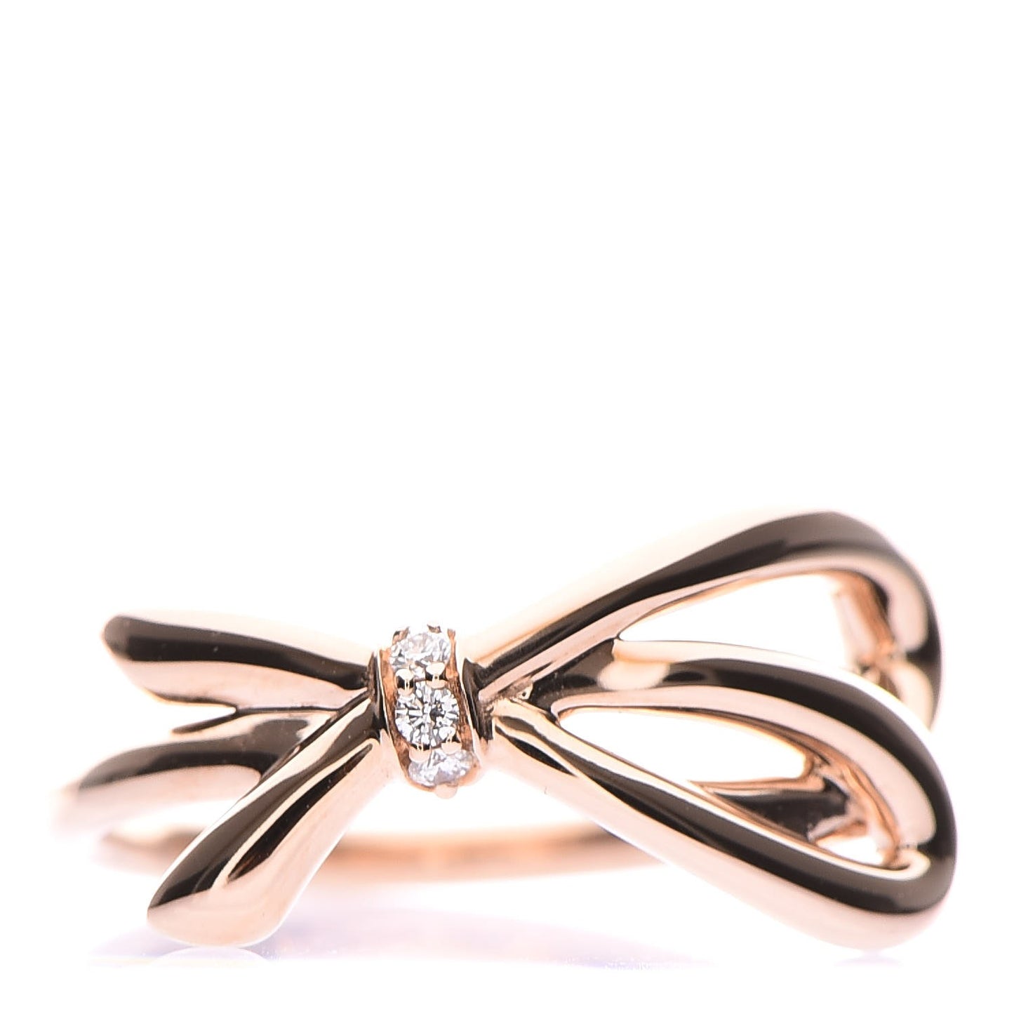 18K Rose Gold Diamond Bow Ring 53 6.25