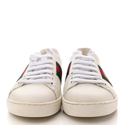 Gucci Calfskin Ayers Bee Embroidered Womens Ace Sneakers 37 White Green 3 of 9