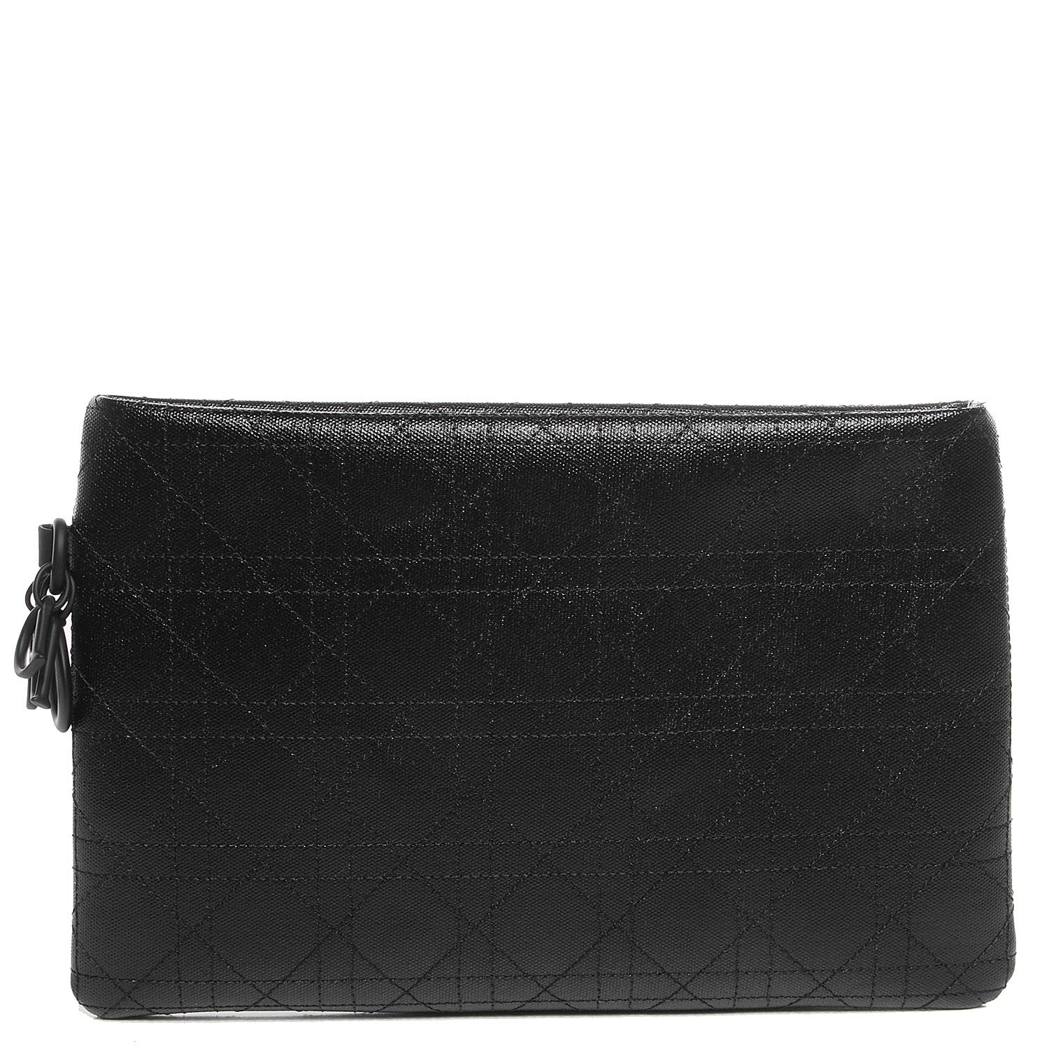 Christian Dior Coated Canvas Cannage Panarea Clutch Black 1 of 9