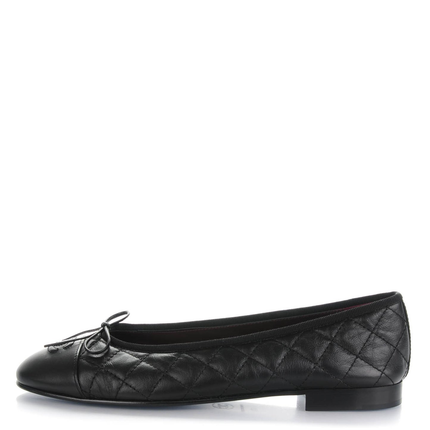 Aged Calfskin Quilted CC Cap Toe Ballerina Flats 40 Black