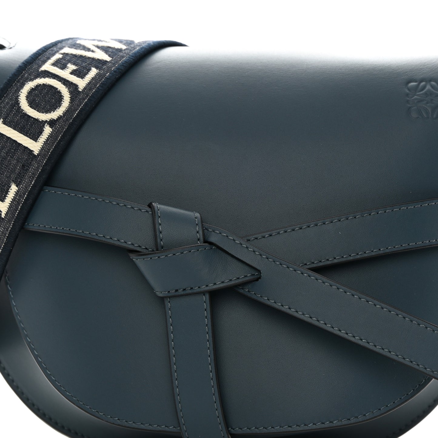 Calfskin Jacquard Small Gate Dual Bag Onyx Blue