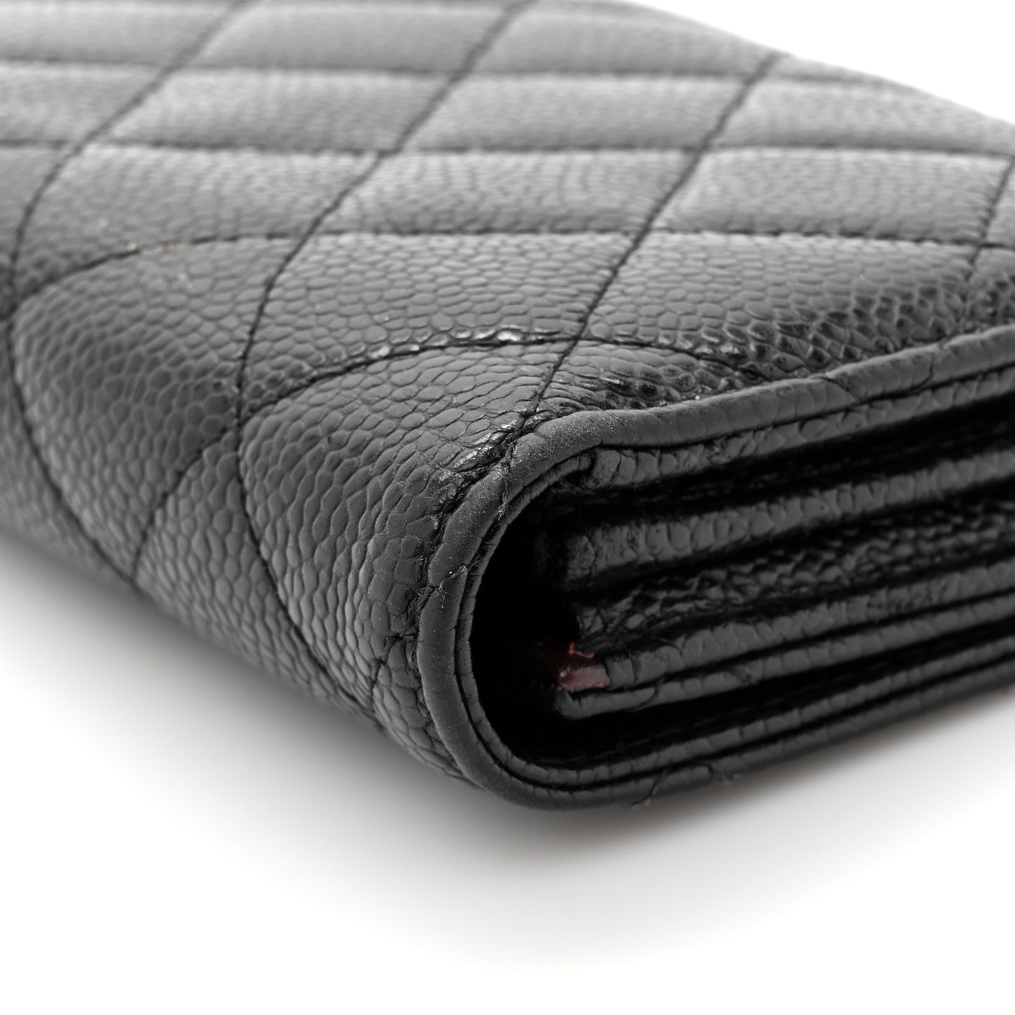 Caviar Quilted Large Gusset Flap Wallet Black