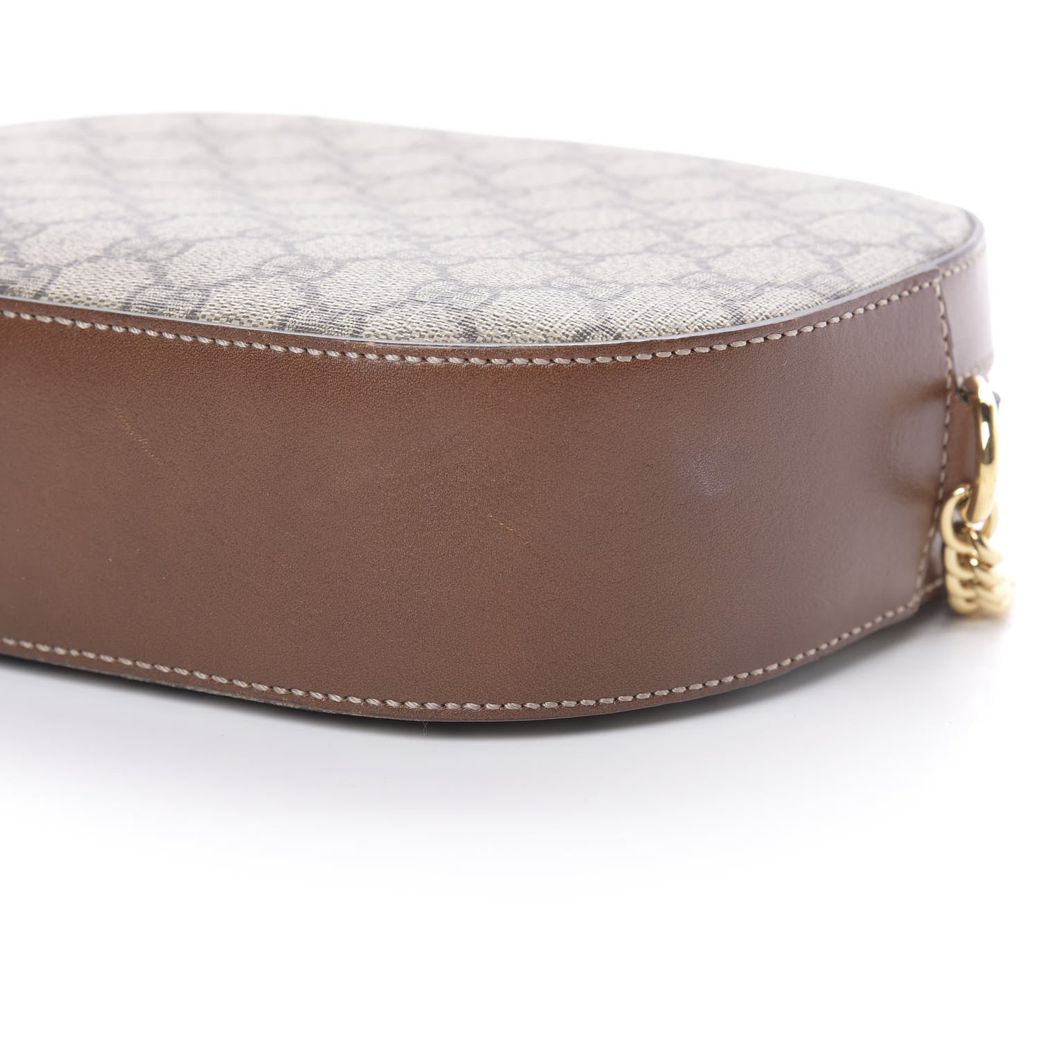 Gucci GG Supreme Monogram Cuoio Toscano Mini Chain Shoulder Bag Beige Ebony Cuir 10 of 13