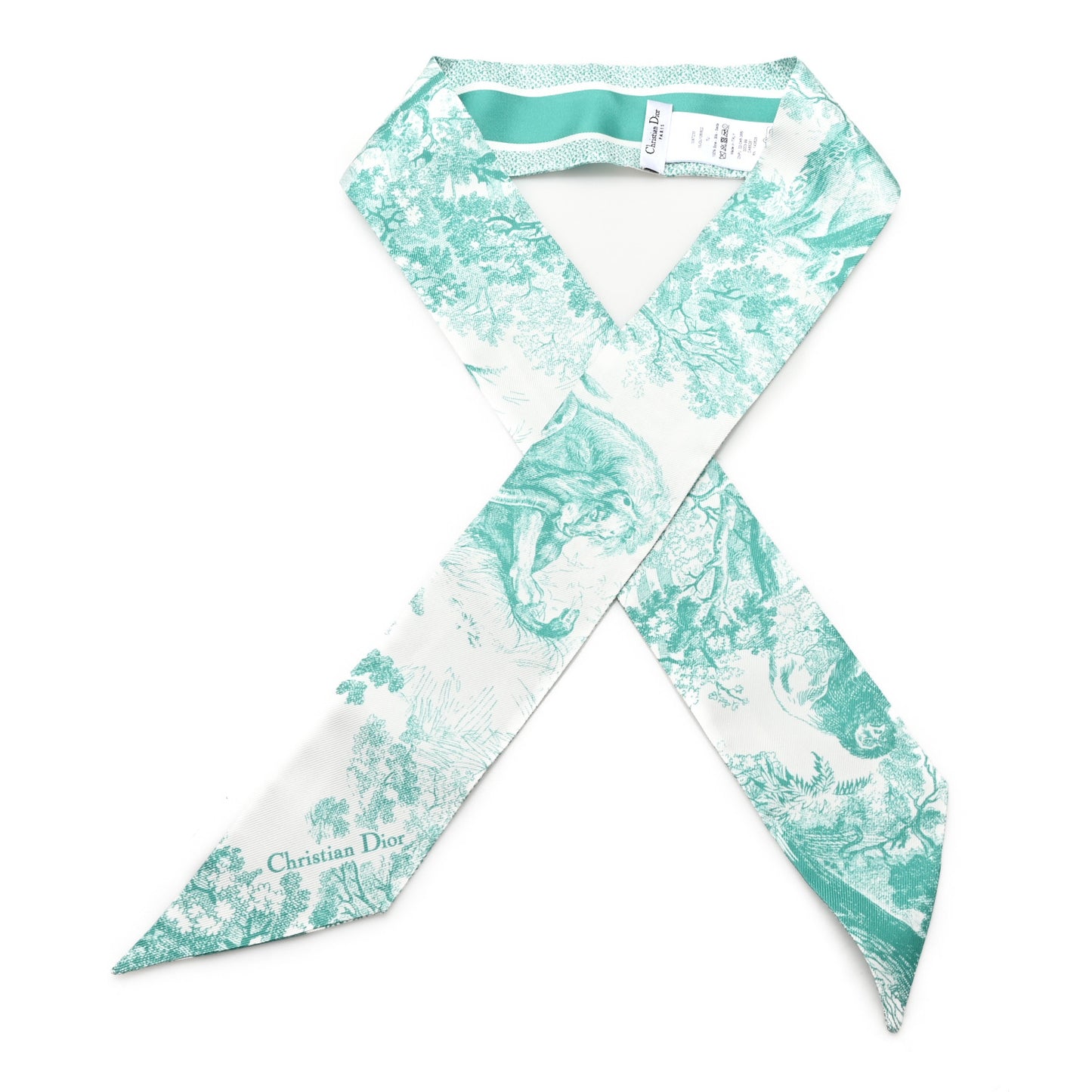 Silk Toile De Jouy Mitzah Scarf Green