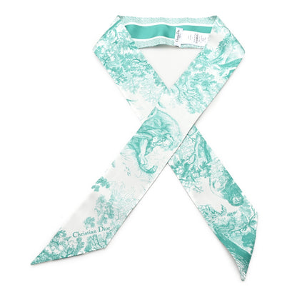 Christian Dior Silk Toile De Jouy Mitzah Scarf Green 1 of 4