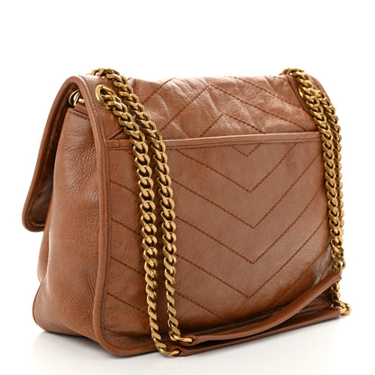 Saint Laurent Crinkled Calfskin Matelasse Monogram Medium Niki Chain Satchel Caramel 2 of 9