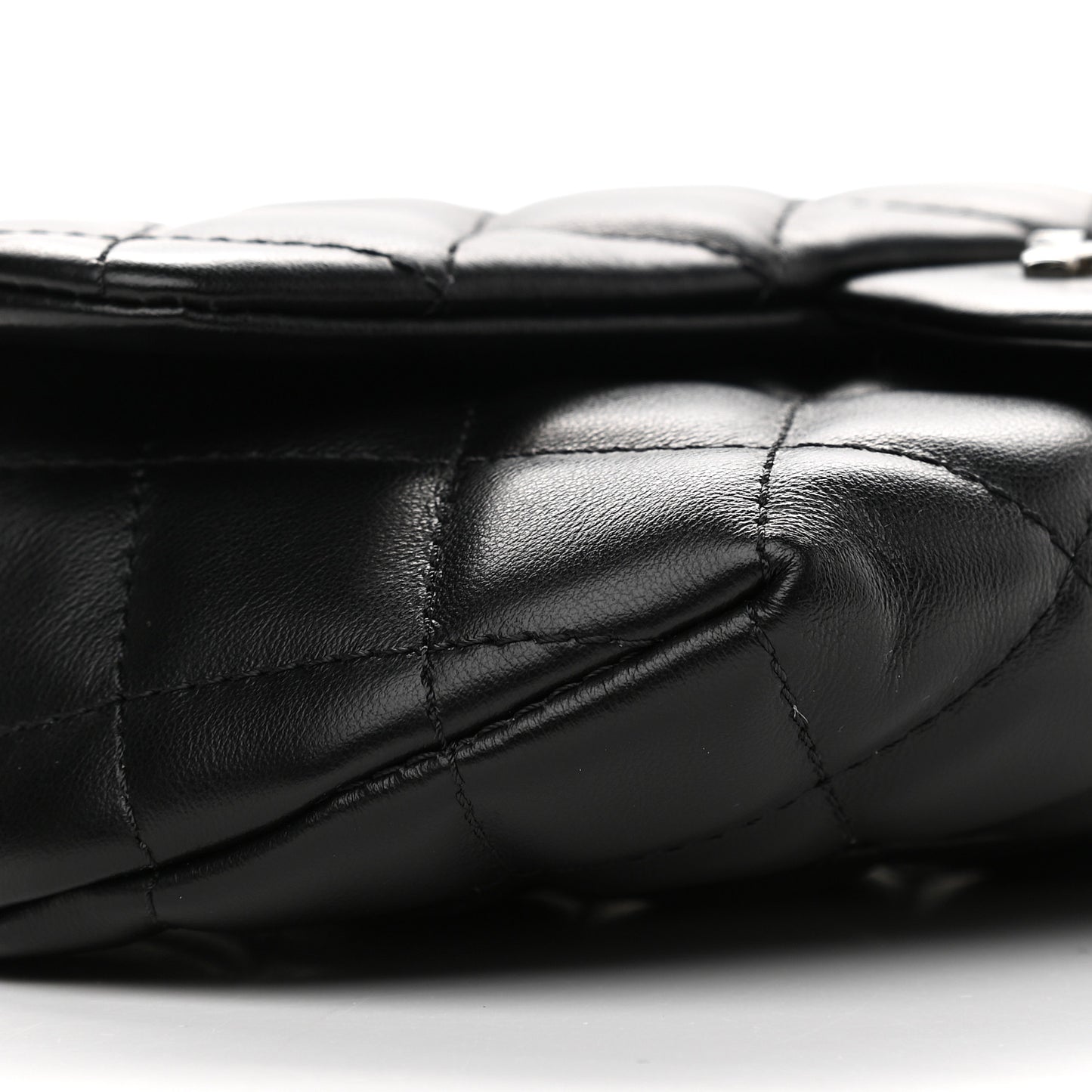 Calfskin Quilted CC Uniform Flap Belt Bag Black