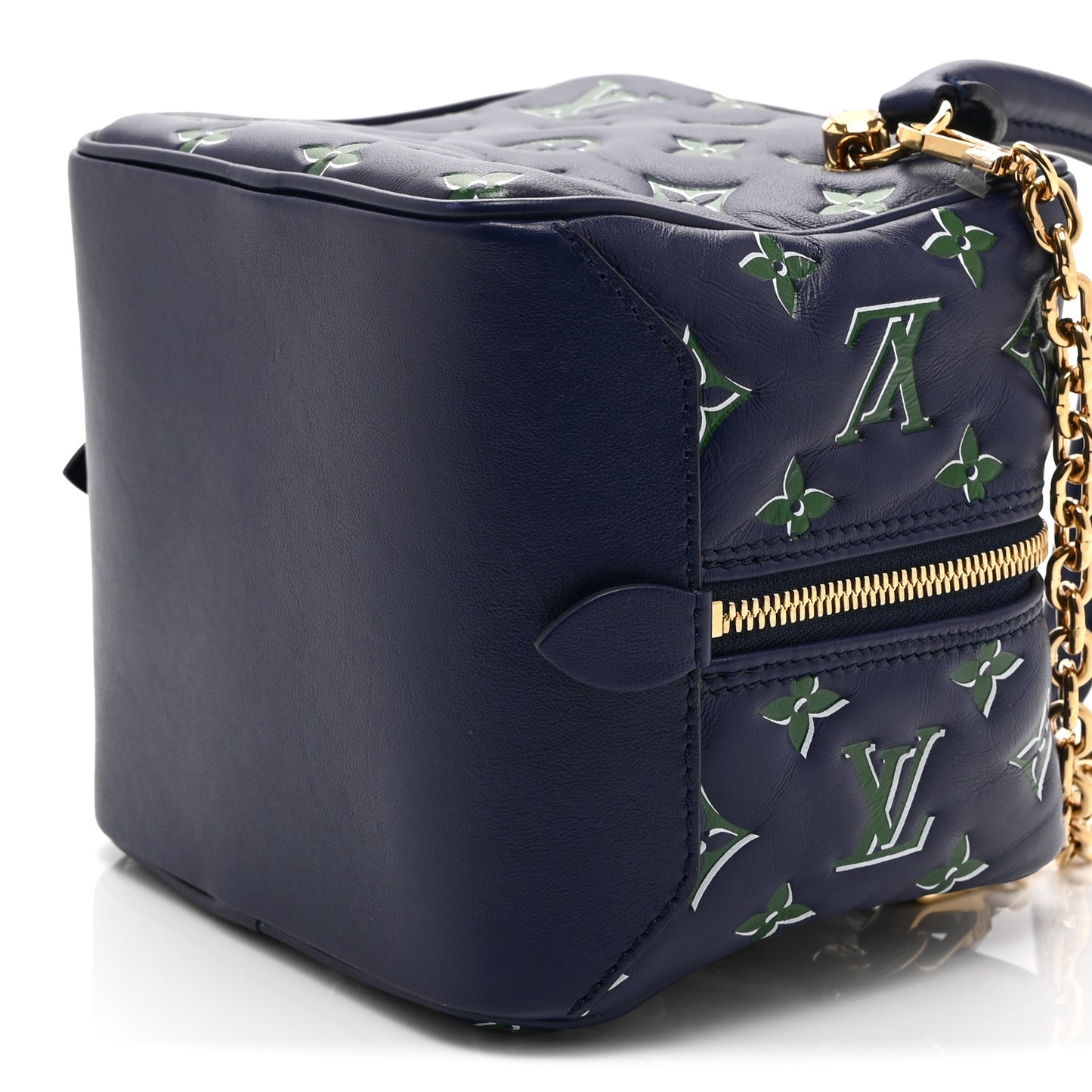 Lambskin Embossed Monogram Square Bag Blue Green