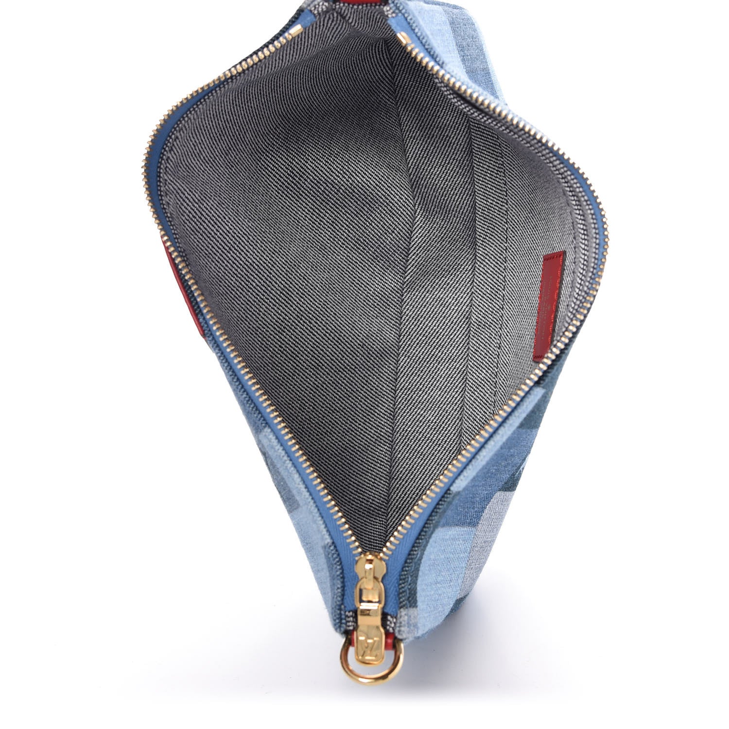 Louis Vuitton Denim Damier Monogram Patchwork Multi Pochette Accessories Blue Rouge 5 of 9