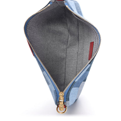 Louis Vuitton Denim Damier Monogram Patchwork Multi Pochette Accessories Blue Rouge 5 of 9