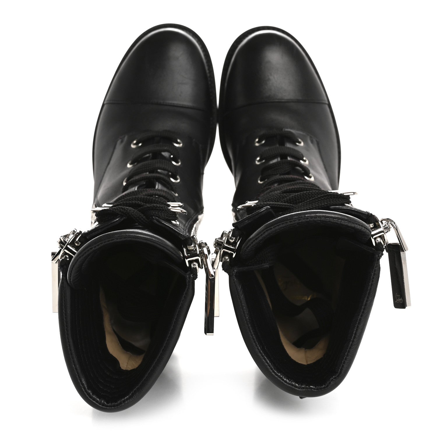 Christian Louboutin En Hiver Mixed Dual-Zip Booties 39 Black 2 of 13