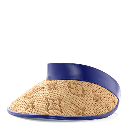 Louis Vuitton Calfskin Raffia Monogram Strawgram Visor Blue 1 of 8