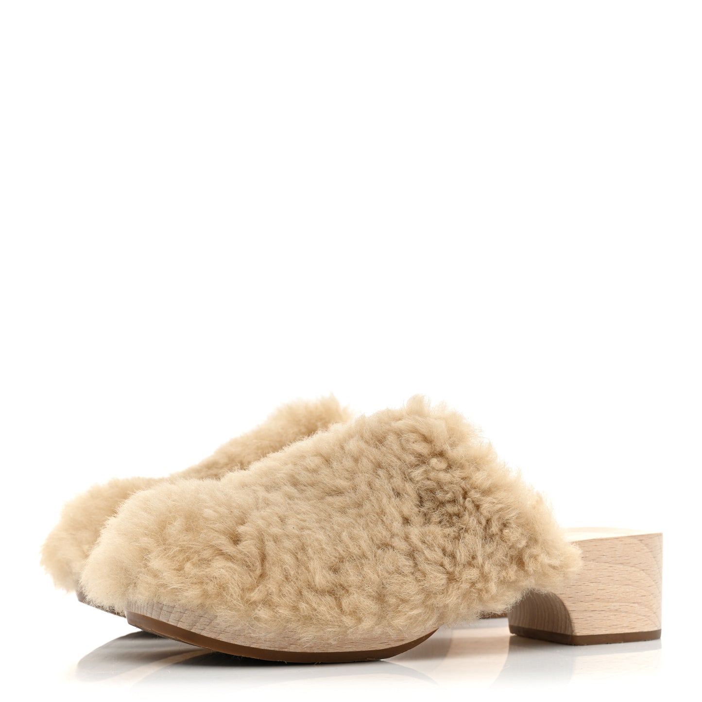 Shearling Lambskin Clogs 40 Beige