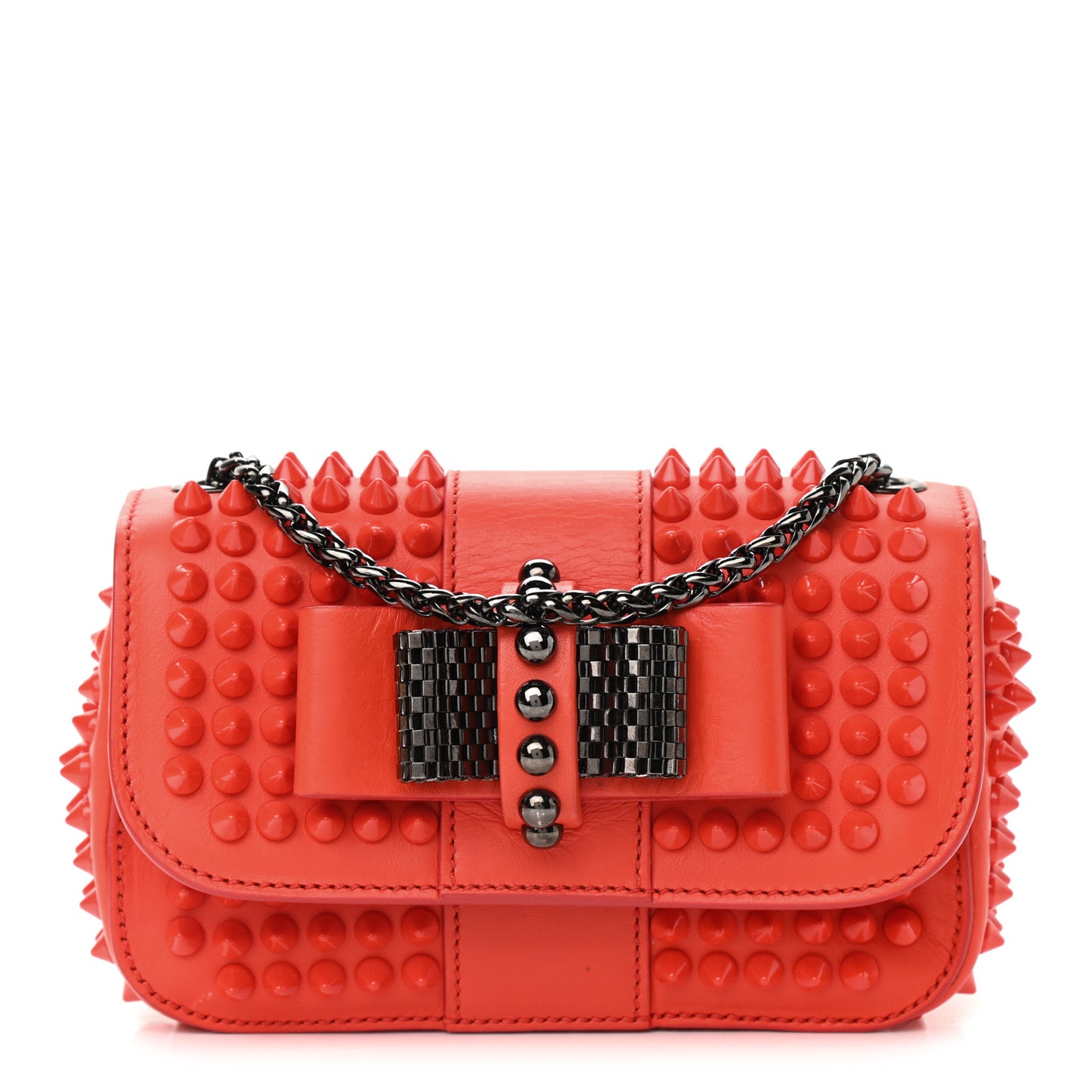 Calfskin Spiked Sweety Charity Crossbody Bag Papaye