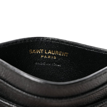 Saint Laurent Grain De Poudre Matelasse Chevron Monogram Credit Card Case Black 6 of 7