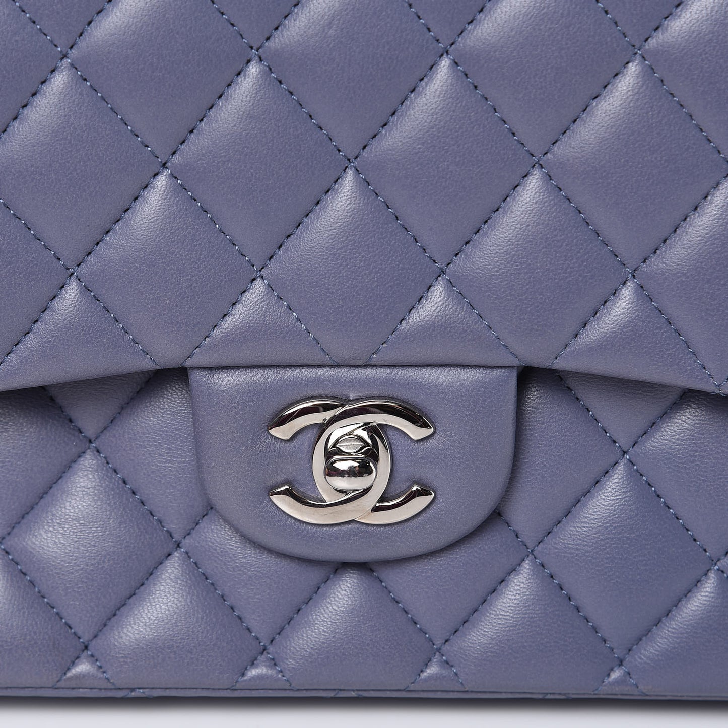Lambskin Quilted Medium Double Flap Light Purple