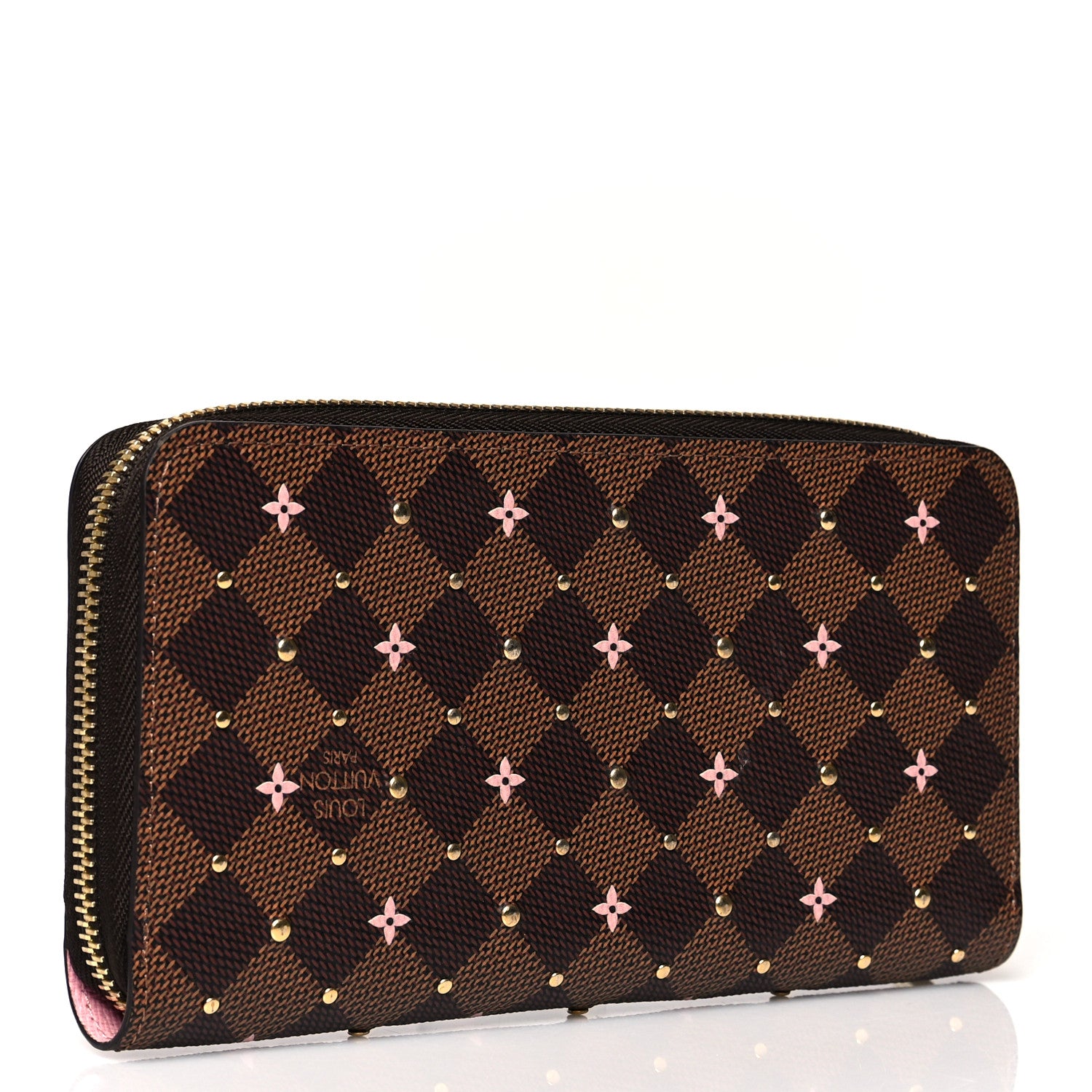 Louis Vuitton Damier Ebene Studded Zippy Wallet Rose Ballerine 3 of 7