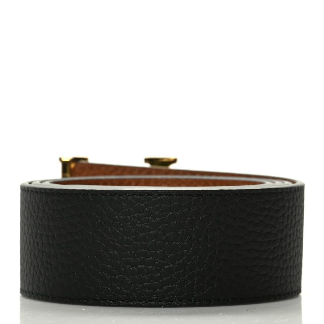 Taurillon Calfskin 30mm LV Initiales Reversible Belt 90 36 Black