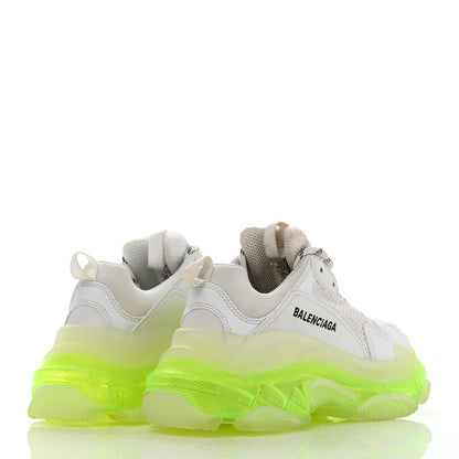 Balenciaga Fabric Mesh Clear Sole Fluo Womens Triple S Sneakers 38 White Fluo Yellow 4 of 8