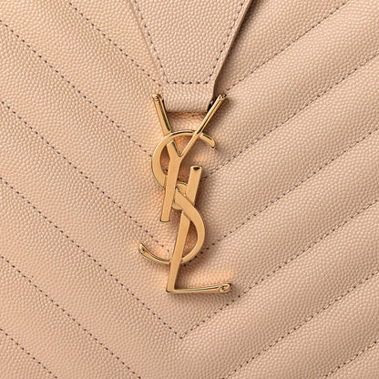 Saint Laurent Grain De Poudre Matelasse Chevron Monogram Shopping Bag Nude Powder 7 of 15