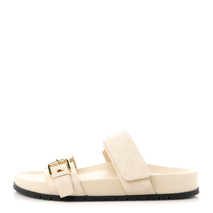 Louis Vuitton Mahina Bom Dia Flat Mule Sandals 38 Beige Clair 1 of 10