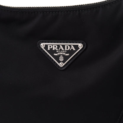 Prada Tessuto Nylon Studded New Vela Hobo Black White 8 of 11