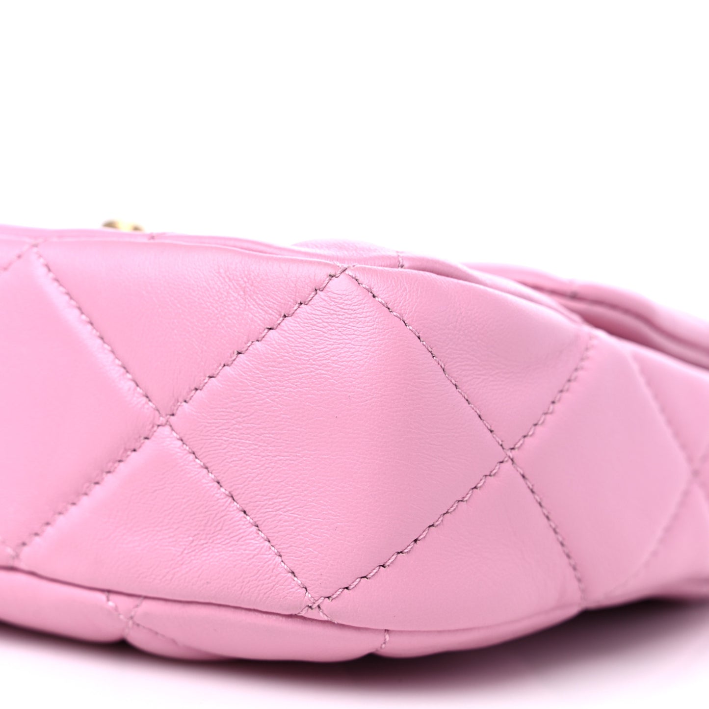 Lambskin Quilted Mini Lacquered Chain Flap Pink