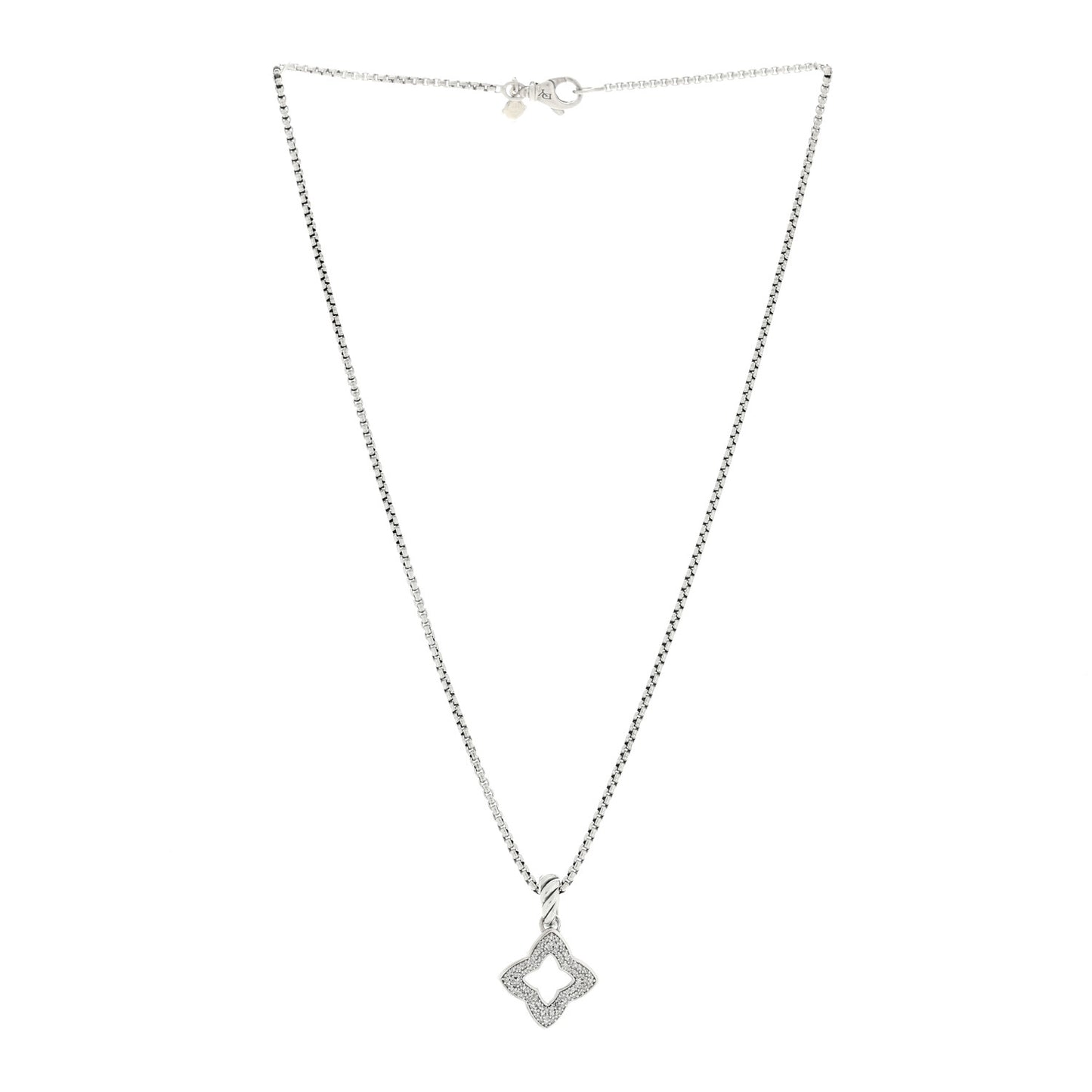 Sterling Silver Diamond Quatrefoil Pendant Necklace