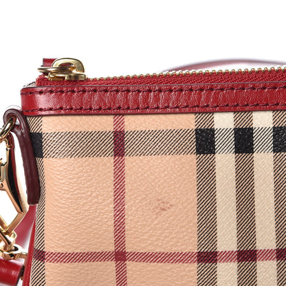 Burberry Haymarket Check Small Peyton Crossbody Clutch Bag Military Red 6 of 9