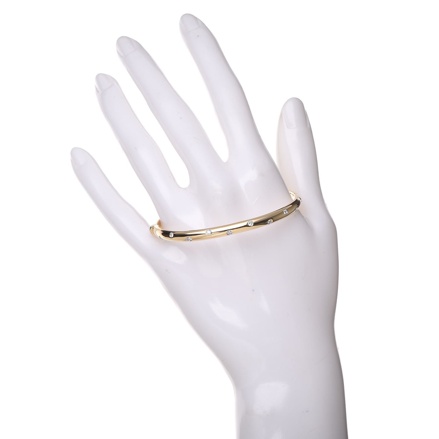 Tiffany 18K Yellow Gold Platinum Diamond 4.5mm Etoile Bangle Bracelet 2 of 4