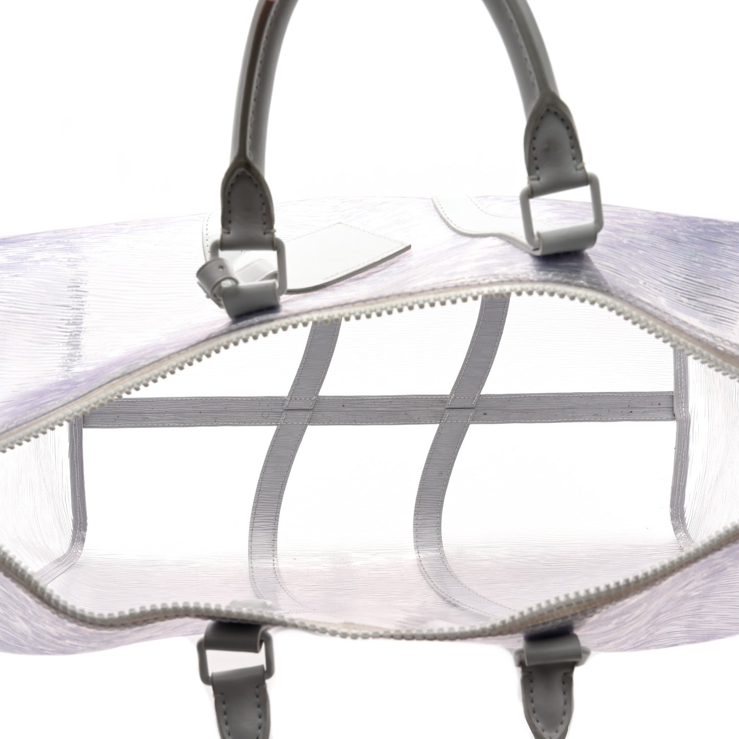 PVC Epi Embossed Wavy Keepall Bandouliere 50 White