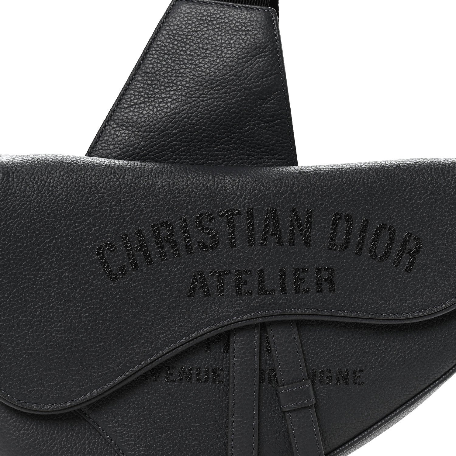 Christian Dior Calfskin Atelier Signature Print Mens Saddle Bag Grey 7 of 10