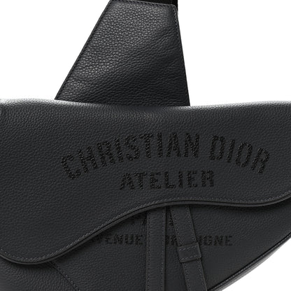 Christian Dior Calfskin Atelier Signature Print Mens Saddle Bag Grey 7 of 10